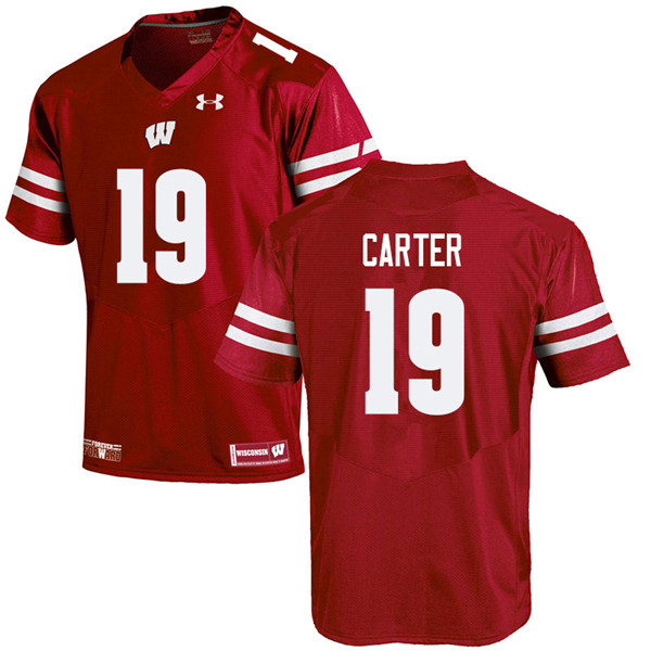 Wisconsin Badgers Men's #19 Nate Carter NCAA Under Armour Authentic Red College Stitched Football Jersey PV40Z56JA